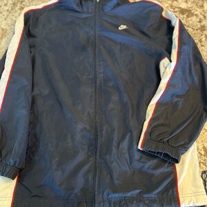 M Nike Vintage Blue White Windbreaker Jacket Mens Medium 90’s Retro Winter Fall